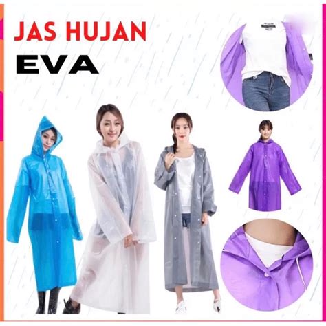 Jual Jas Hujan Eva Mantel Transparan Unisex Model Fashion Korea