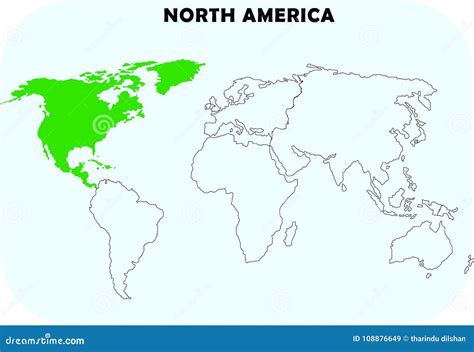 Het Continent Van Noord Amerika In Wereldkaart Stock Illustratie