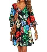Ekouaer Women S Swimsuit Cover Up 3 4 Bell Sleeve Beachwear Coverups Deep V Neck Bikini Beach