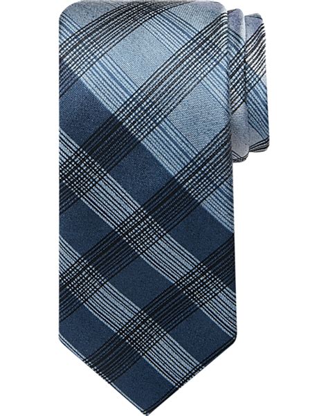 Awearness Kenneth Cole Navy Plaid Narrow Tie Mens Accessories Men