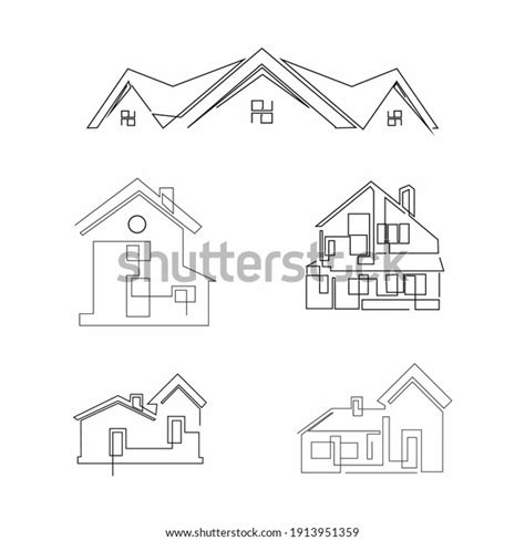 Logo Design Real Estate Continuous Line Stock Vector Royalty Free