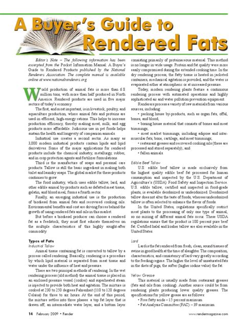 A Buyers Guide To Rendered Fats | PDF | Fat | Lard