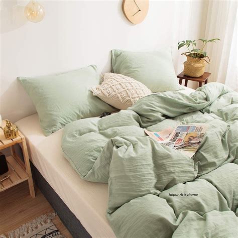 Sage Green Color Cotton Duvet Cover Set Organic Duvet Cover Etsy