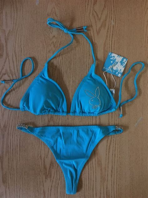 New Playboy Vintage Pc Thong String Bikini Swimsuit Gem