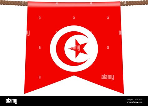 Tunisia National Flags Hangs On The Rope The Symbol Of The Country In