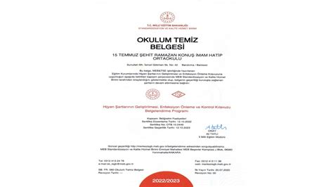 Okulum Temiz Belgesini Tekrardan Almaya Hak Kazand K Temmuz Ehit