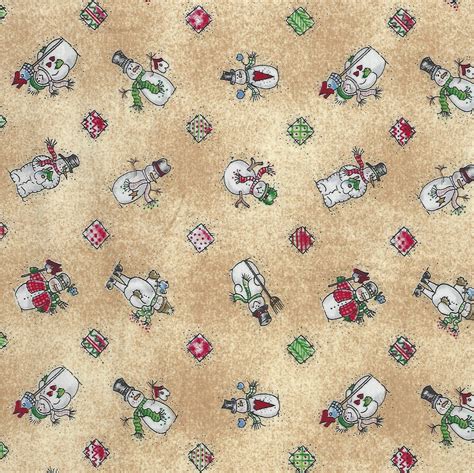 Snowmen Gold Border Stripe Cotton Fabric By The Yard Pinnacle Etsy