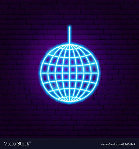 Disco Ball Neon Sign Royalty Free Vector Image