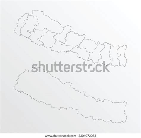 Black Outline Vector Map Nepal Regions Stock Vector (Royalty Free ...