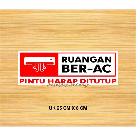 Jual Stiker Ruangan Ber Ac Pintu Harap Di Tutup Waterproof Shopee