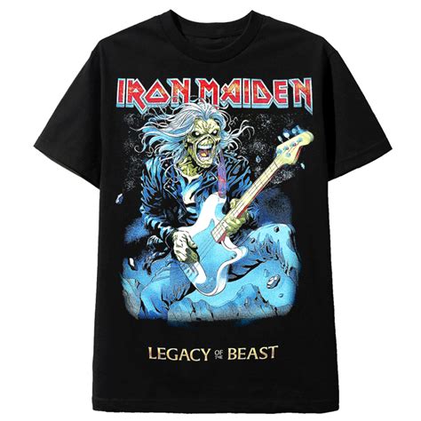 Vintage Rock T Shirt Noir Iron Maiden Eddie On Bass Magic Custom