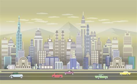 City Game Backgrounds With Retro Cars 2d Game Application Stock