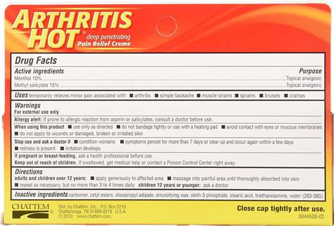 Arthritis Hot Pain Relief Creme Ounce Pack Of