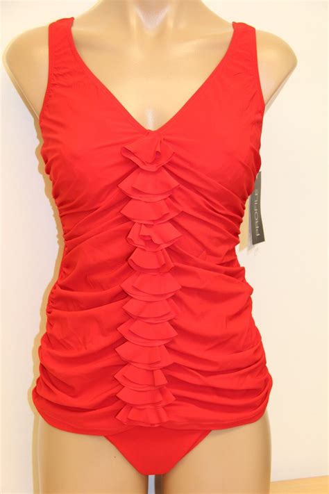 NWT Profile Swimsuit Tankini Bikini 2pc Set Sz 6 34D Red EBay