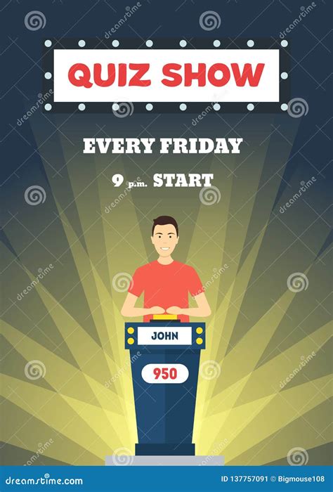 Cartoon Man Quiz Game Show Concept. Vector Stock Vector - Illustration ...