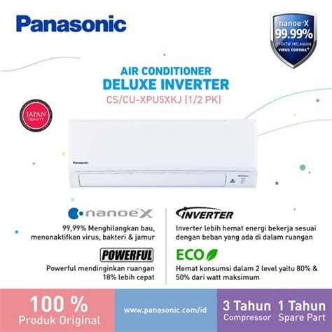 Jual Ac Panasonic Deluxe Inverter 1 2pk CS CU XPU5XKJ XPU5XKJ NANOE X