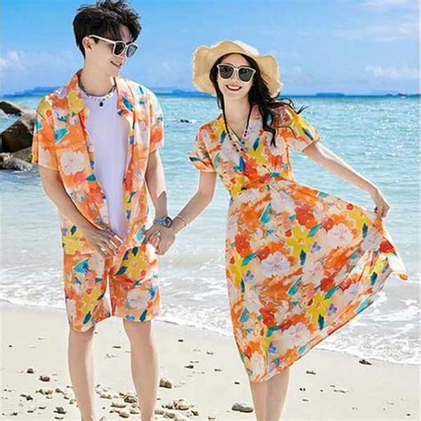 hawaiian outfit for women hawaiian outfit Hawaiian Long Dress Couple ...