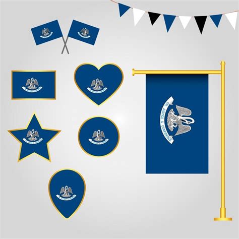 Premium Vector Flags Collection Of Louisiana State Of Usa Emblems And