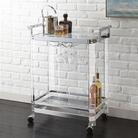 Aerin Acrylic Bar Cart In Clear Acrylic With Chrome Trim Ae C