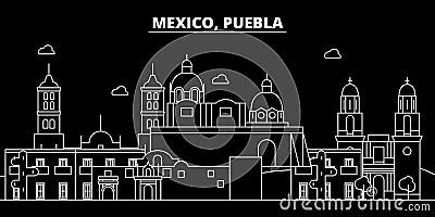 Puebla Silhouette Skyline Mexico Puebla Vector City Mexican Linear