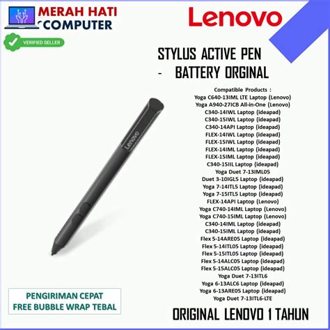 Jual Lenovo Stylus Digital Pen Battery Original Shopee Indonesia