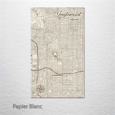 Inglewood, California Street Map - Small (11.25” x 19”) / Papier Blanc