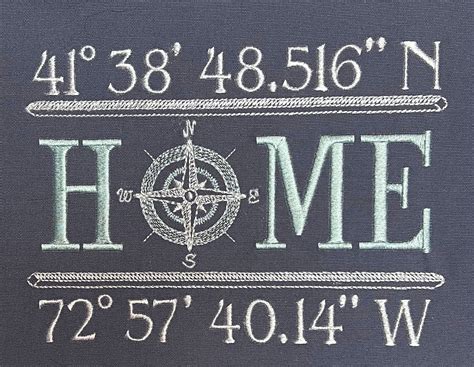 Free Vintage Compass “home” Sign Embroidery Project