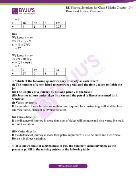 RD Sharma Solutions For Class 8 Chapter 10 Direct And Inverse