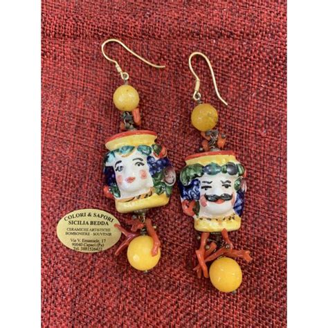 Sicilian Moor S Head Earrings Caltagirone Ceramic Moors Etsy