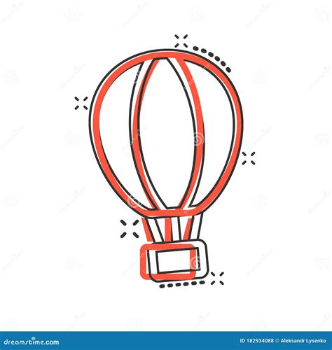 Air Balloon Icon In Comic Style Aerostat Cartoon Vector Illustration On White Isolated