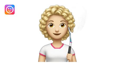Une fille blonde qui a les cheveux bouclé et qui fait du badminton emoji AI Emoji Generator