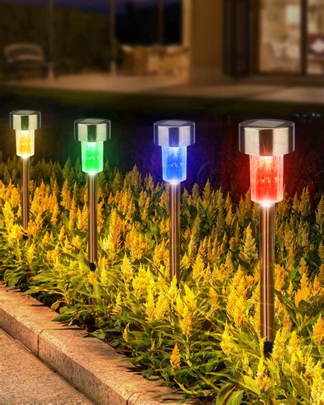 Lot De Lampes Solaires De Jardin Tanches En Acier Inoxydable Led