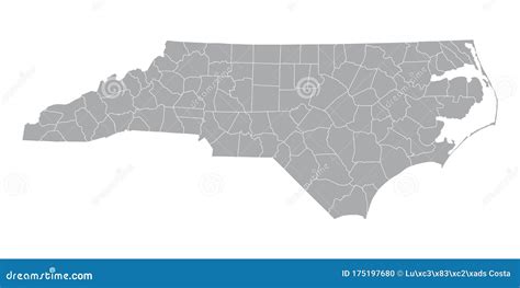 North Carolina State Counties Map Stock Illustration Illustration Of