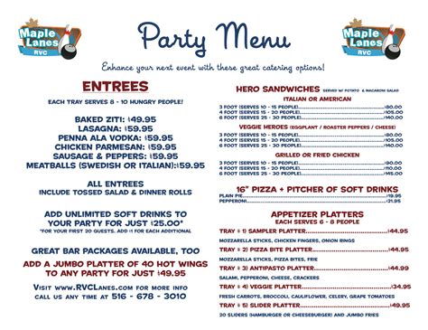 Party Menu – Jib Lanes