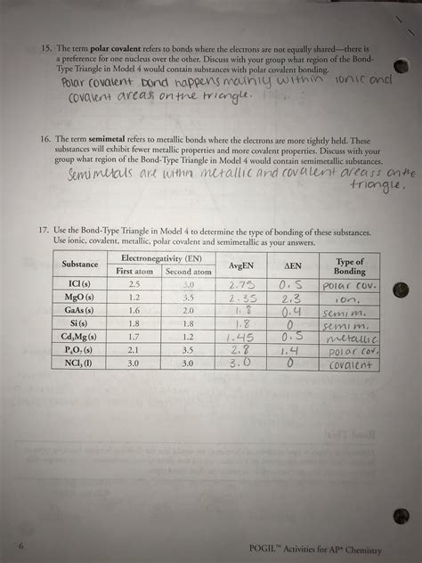 Chemical Bonding Pogil Worksheet Answers Bond Energy Lesson Plans Worksheets Lesson Planet