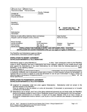 Fillable Online Stipulation For Forcible Entry And Detainer Fed