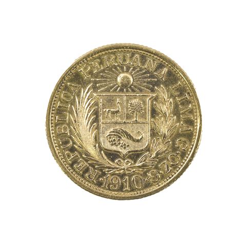 Moneda Extranjera Oro 1 Libra Perú Año 1910 - 22 Kilates ...