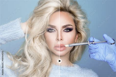 Portrait Of Beautiful Sexy Blonde Woman With Perfect Face And Beautiful Hair Beauty Model