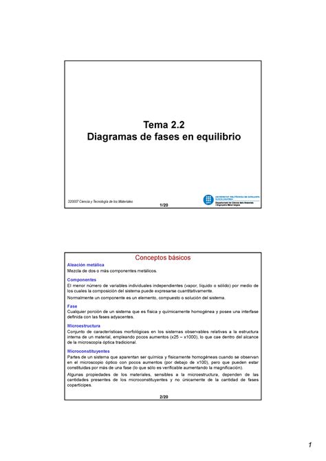 Tema Diagramas De Fases En Equilibrio Tema Diagramas De