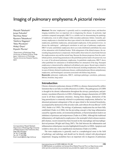 Pdf Imaging Of Pulmonary Emphysema A Pictorial Review