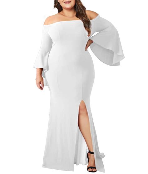 Lalagen Women S Plus Size Off Shoulder Bodycon Long Evening Party Dress