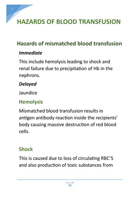 Hazards Of Blood Transfusion Hazards Of Blood Transfusion Hazards Of