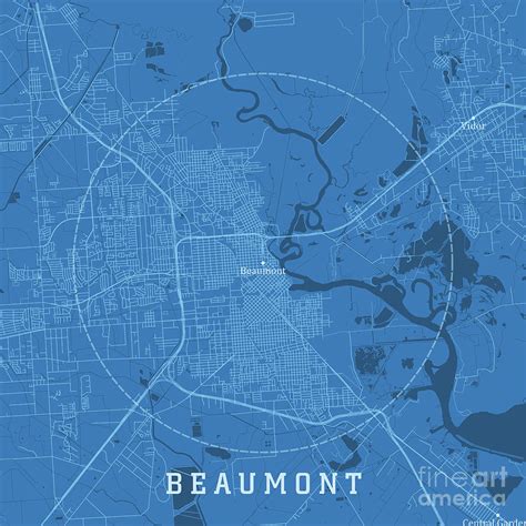 Beaumont Tx City Vector Road Map Blue Text Digital Art By Frank Ramspott Fine Art America