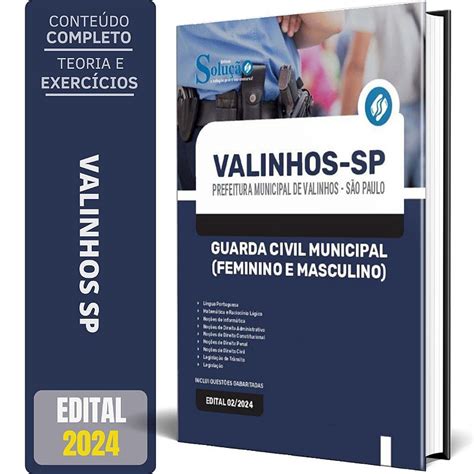 Apostila Prefeitura De Valinhos SP 2024 Guarda Civil Municipal