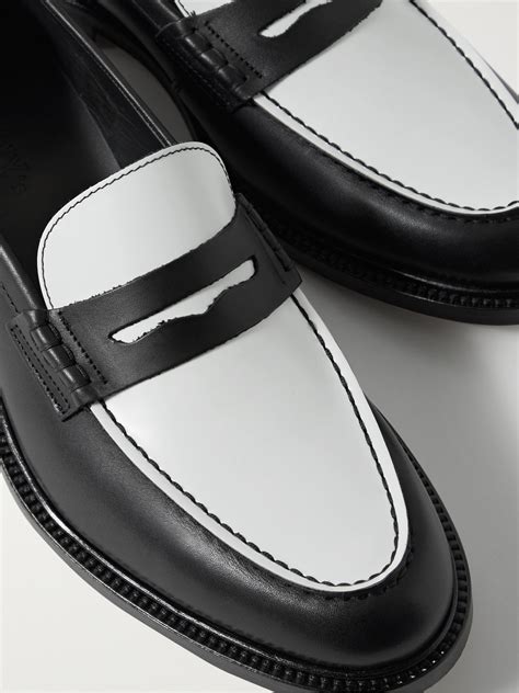 Vinny S Townee Two Tone Leather Penny Loafers In Black Modesens