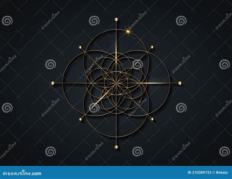 Seme Di Geometria Sacra In Oro Del Simbolo Di Vita Icona Del Logo