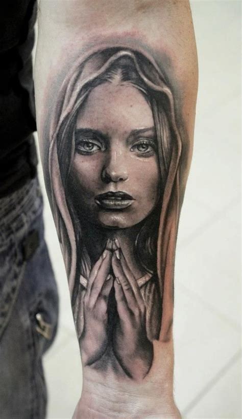 Woman Praying Hands Tattoo