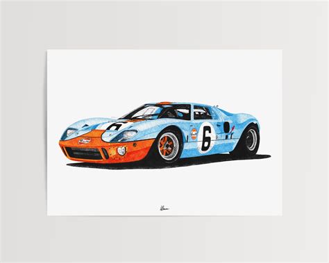 Ford GT40 Gulf Livery Print Racing Icons: Le Mans Prototypes Wall Art ...