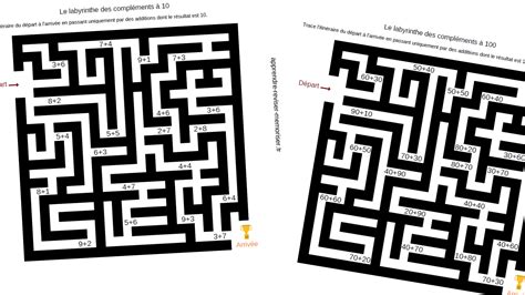 Labyrinthes des compléments à 10 et à 100 pour s entraîner en s amusant