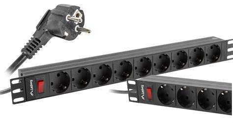 LISTWA ZASILAJĄCA RACK PDU 1U 19 16A 9X SCHUKO 3M CZARNA wyłącznik